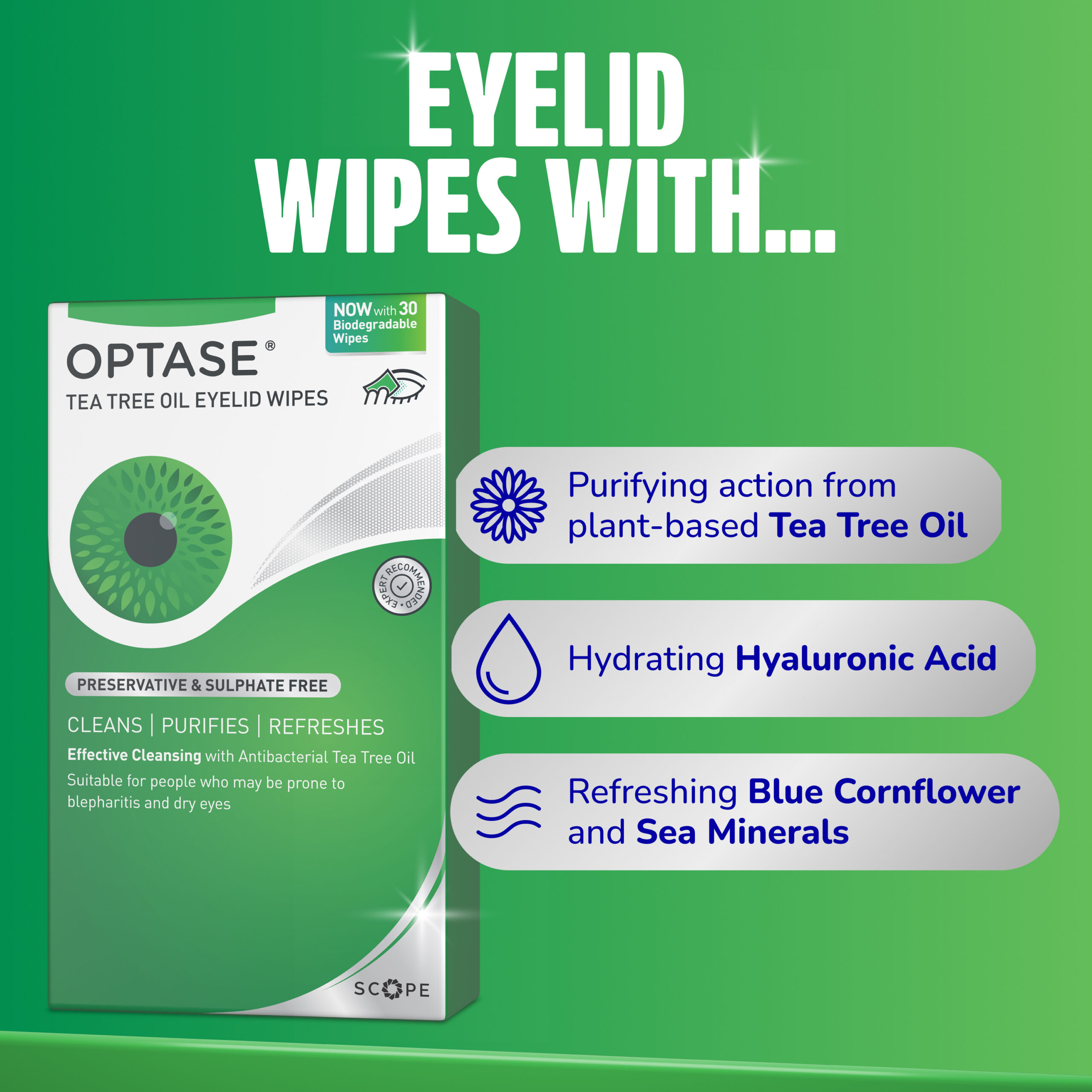 Optase Tea Tree Oil Eyelid Wipes