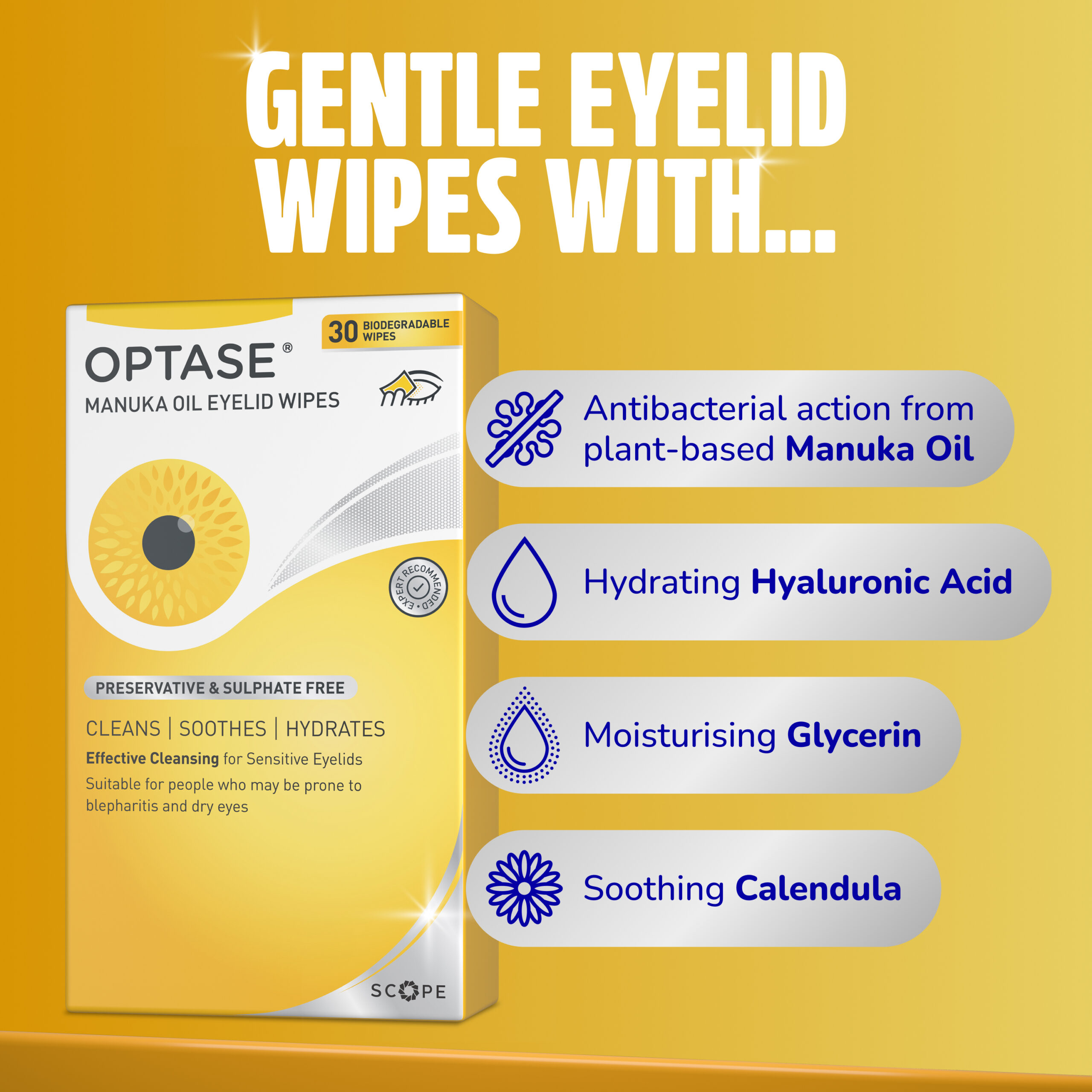 Optase Manuka Oil Eyelid Wipes